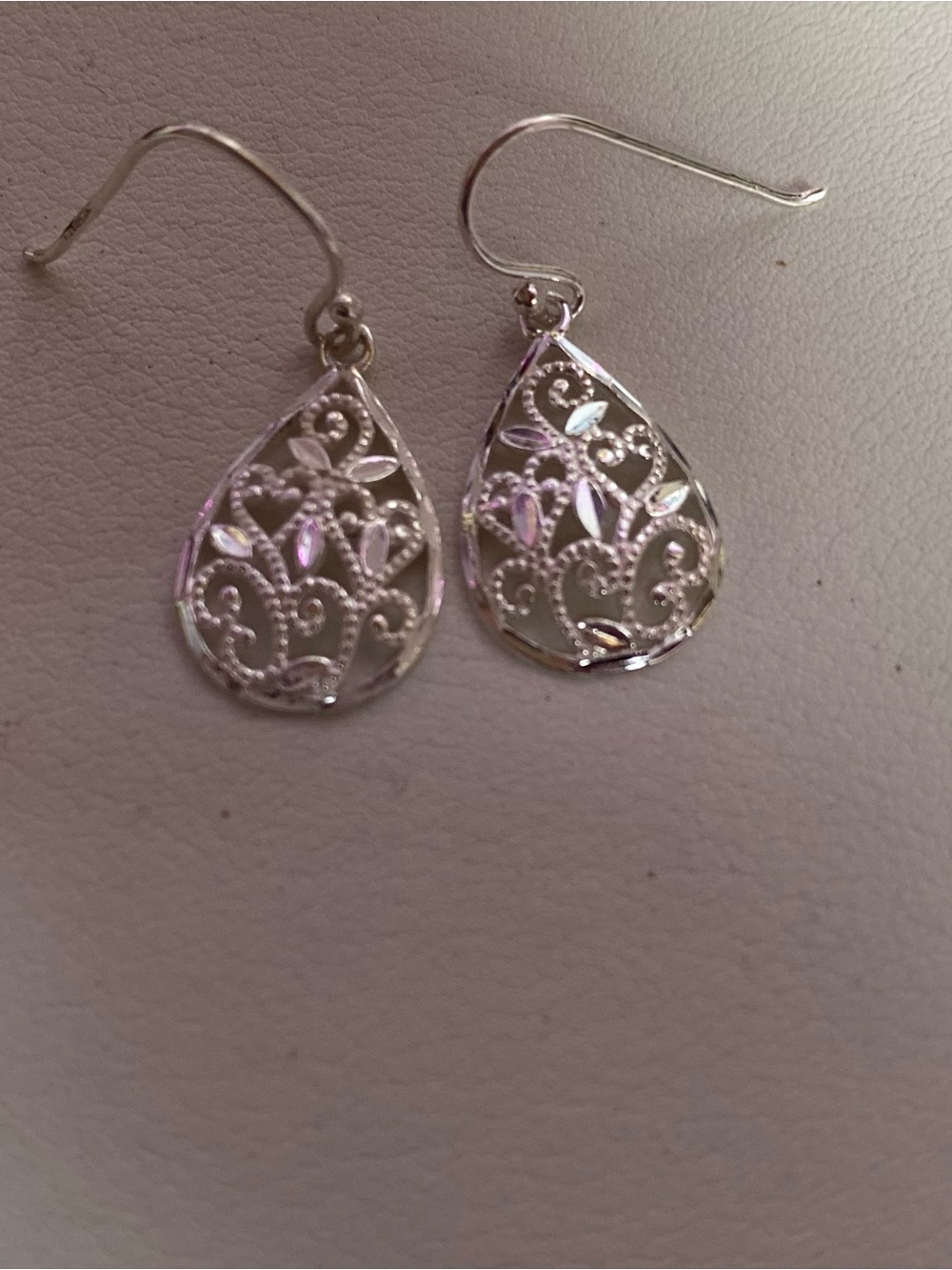 Sterling Silver Teardrop Filigree Dangle Earrings - Women Jewelry